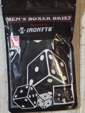 Ironyte Men’s Boxer Briefs Dice Print Soft 360 Stretch Black/White Size XL